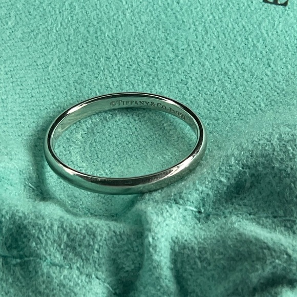 TIFFANY & Co Wedding Ring Elsa Peretti Stacking Band Ring Pt950 Size 7.5 and 5.5 - Picture 6 of 16